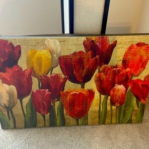 A beautiful flower painting photo colors including red white yellow green